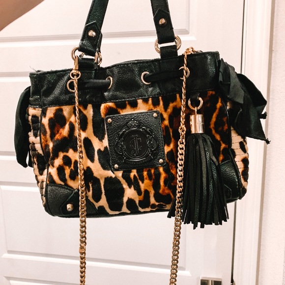 Juicy Couture Mini Day Dreamer Purse Velour Cheetah - Picture 4 of 13